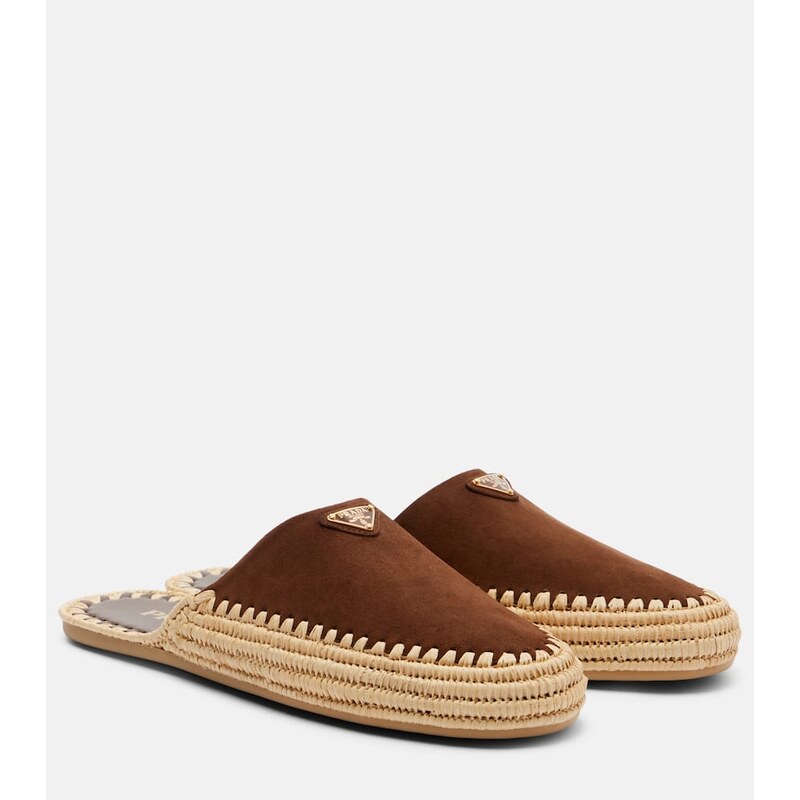 Dámské Prada Suede a juty pantofle v barvě Cacao