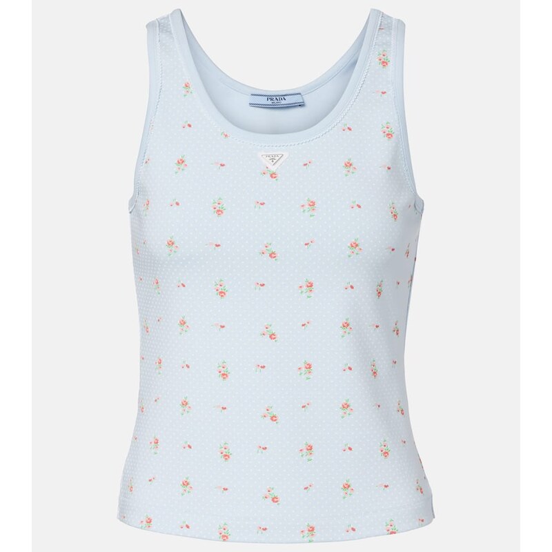 Prada Floral cotton-blend tank top