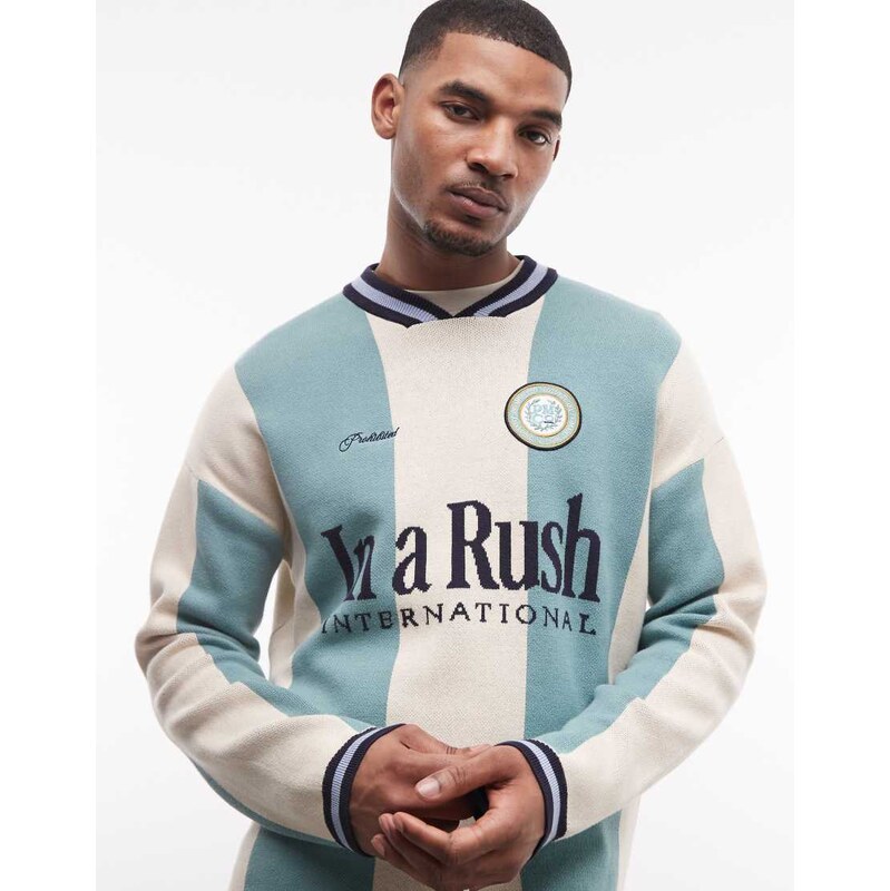 Prohibited overdrive knitted long sleeve jumper in matcha green