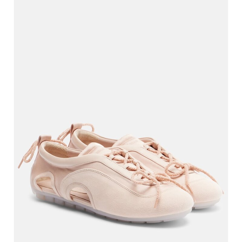 Simone Rocha Cutout suede-trimmed satin sneakers
