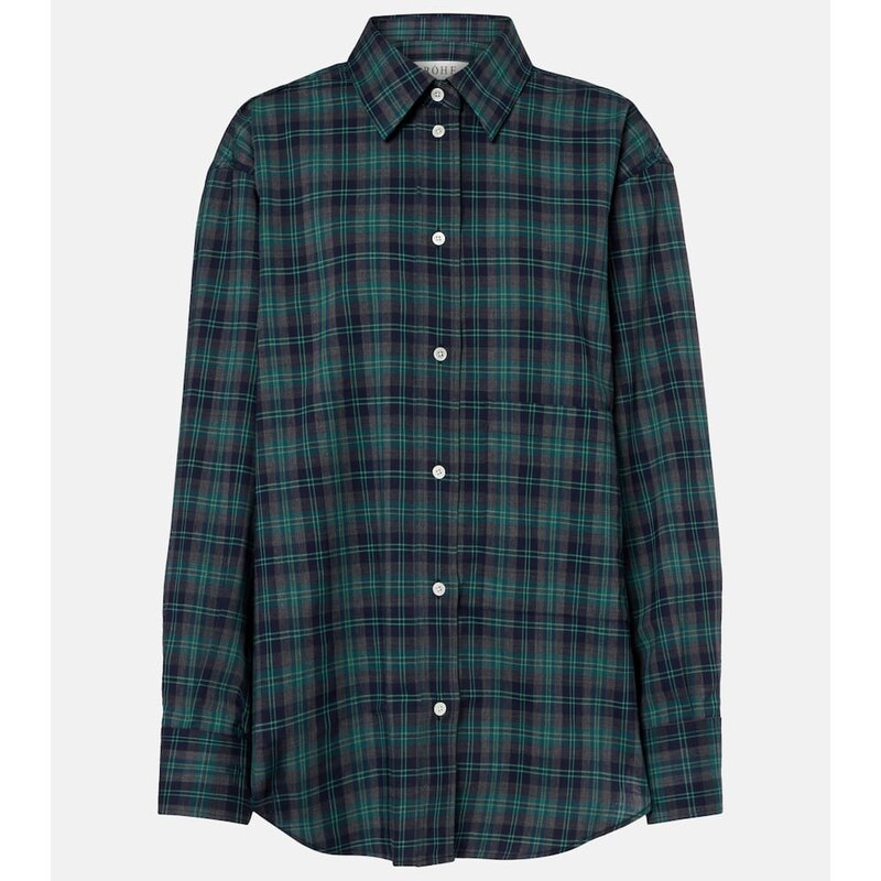 Róhe Checked oversized wool-blend shirt
