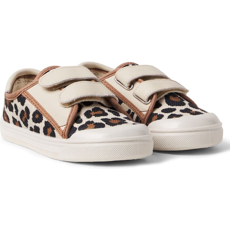 PèPè Leather-trimmed leopard-print sneakers