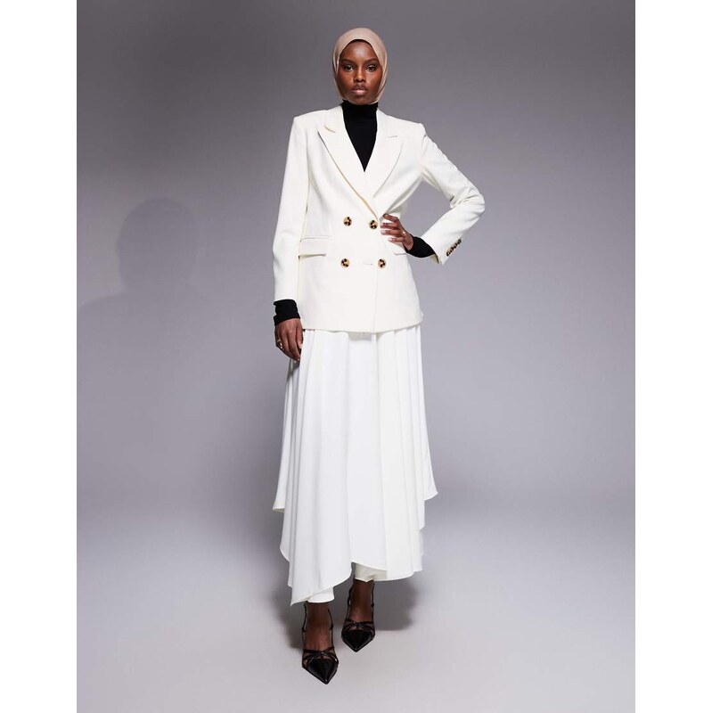 IYAL high waist tiered maxi skirt in cream-White 114154655