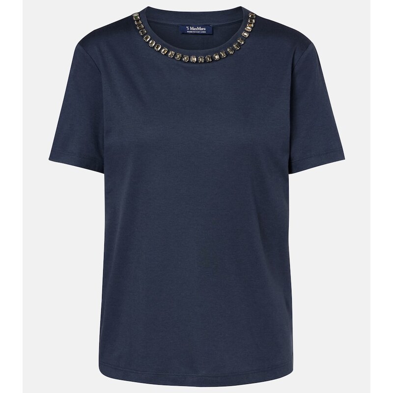 S Max Mara Bingo embellished cotton-blend T-shirt