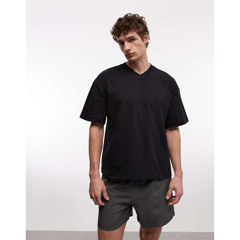 4505 heavyweight cotton boxy oversized drop shoulder V neck t