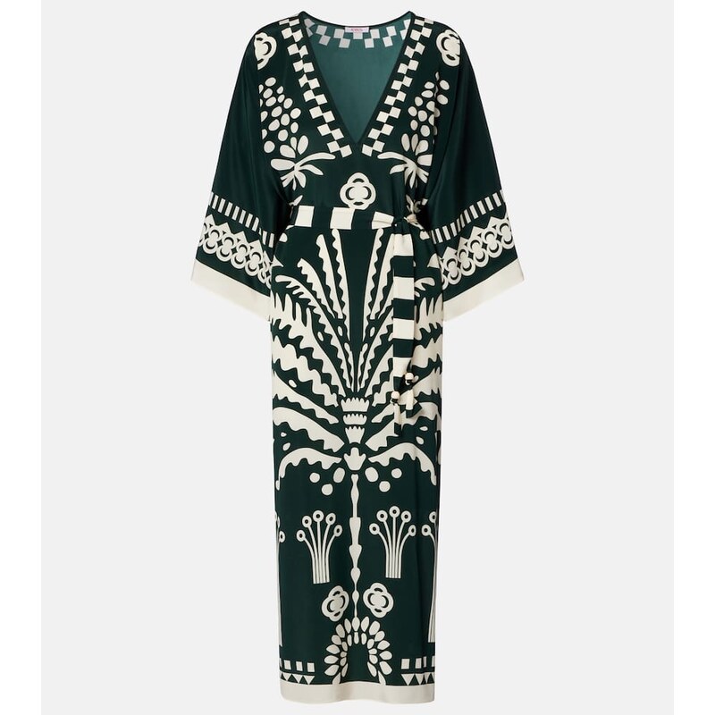 Eres Belted printed silk kaftan