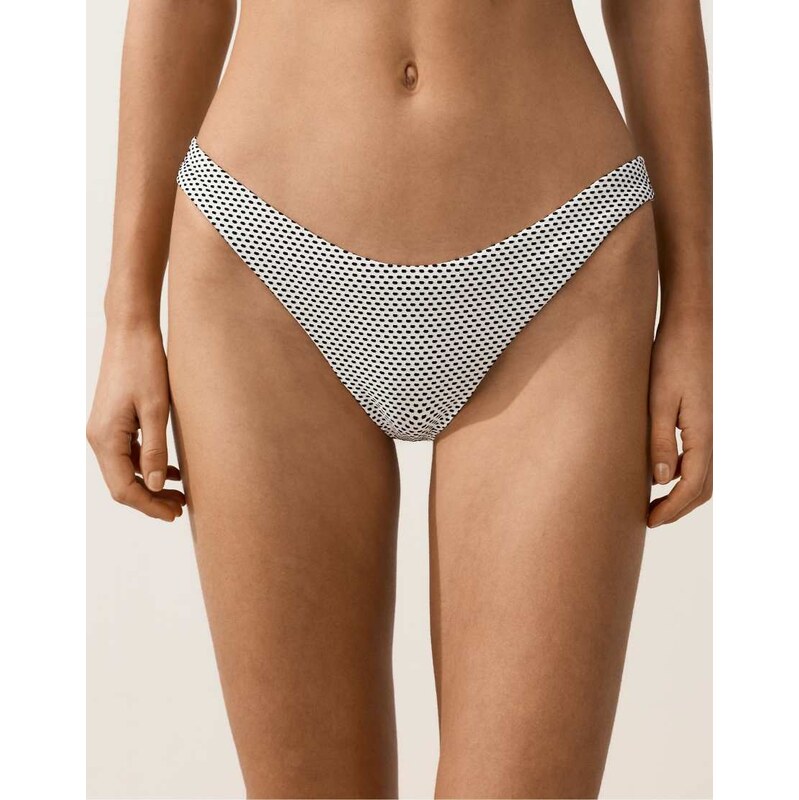 OYSHO Polka dot jacquard u-cut medium-coverage bikini briefs in white 114154754