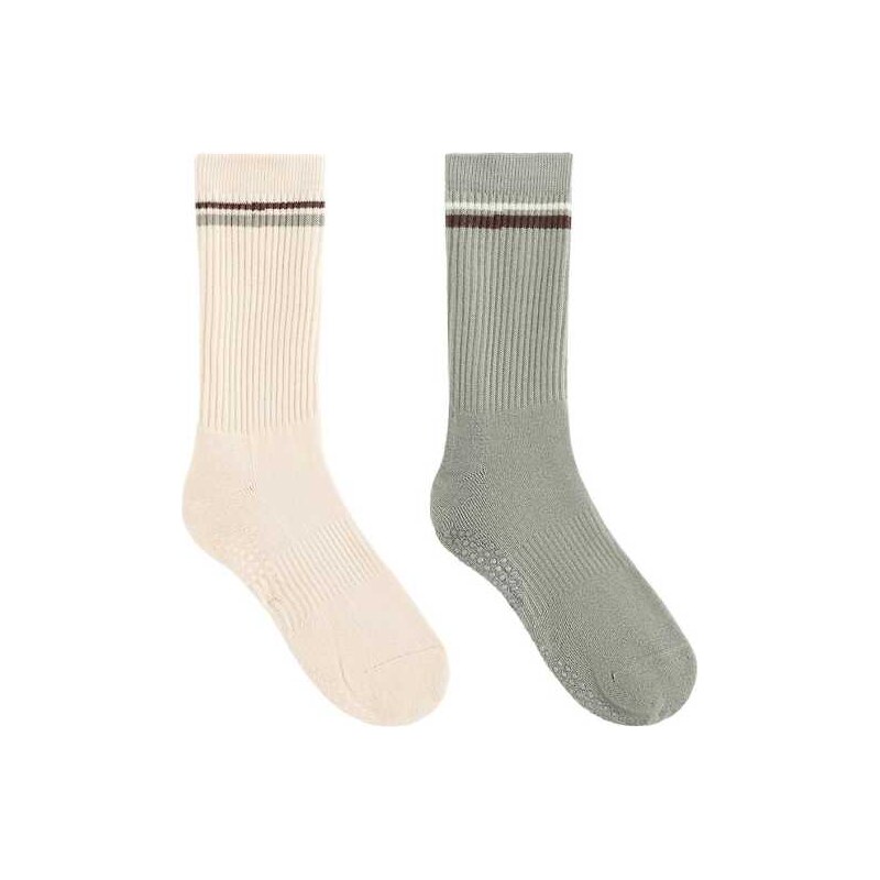 OYSHO 2 pairs of classic cotton blend yoga and pilates socks in green 114154756