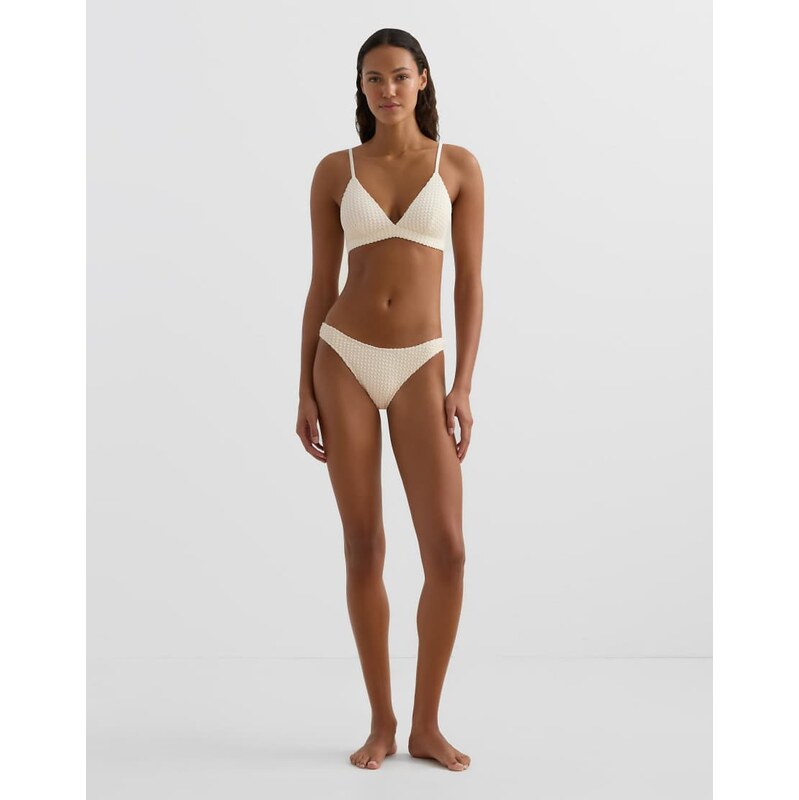 OYSHO U-cut bubble-texture crochet medium-coverage bikini briefs
