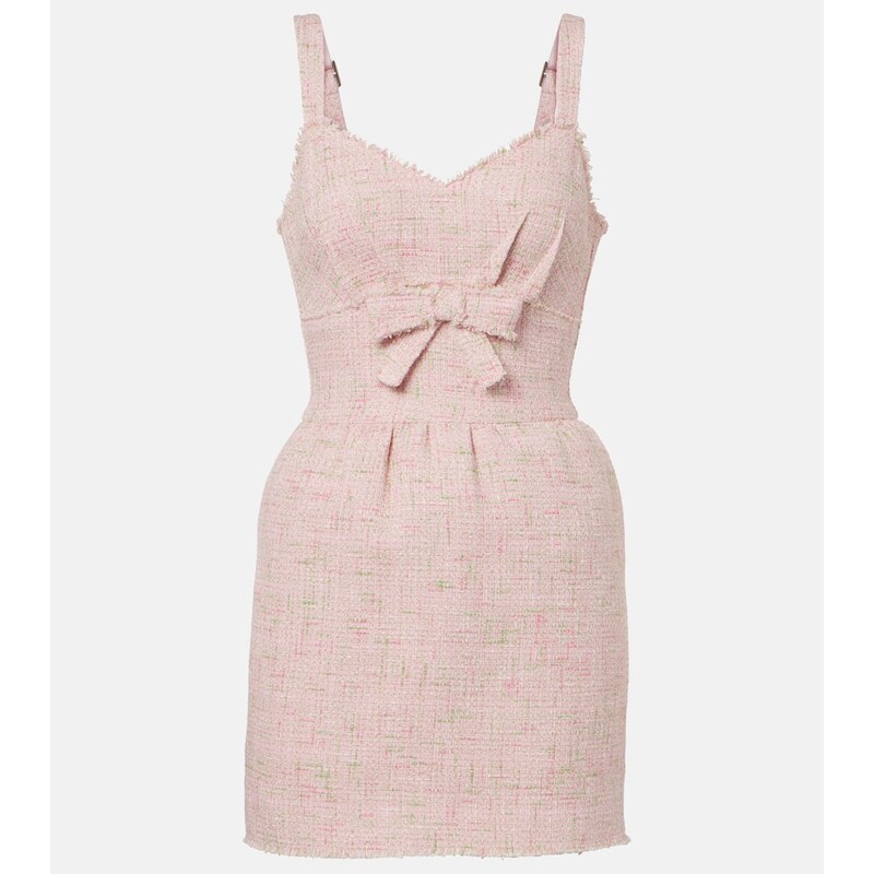 Shushu/Tong Bow-detail cotton-blend tweed minidress