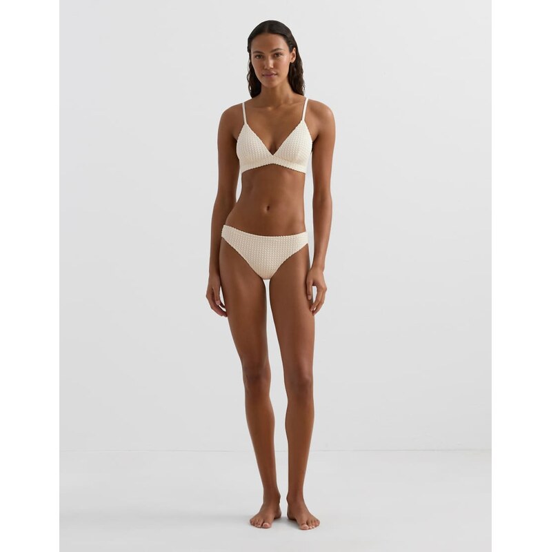 OYSHO Bubble-texture crochet classic bikini briefs in ecru