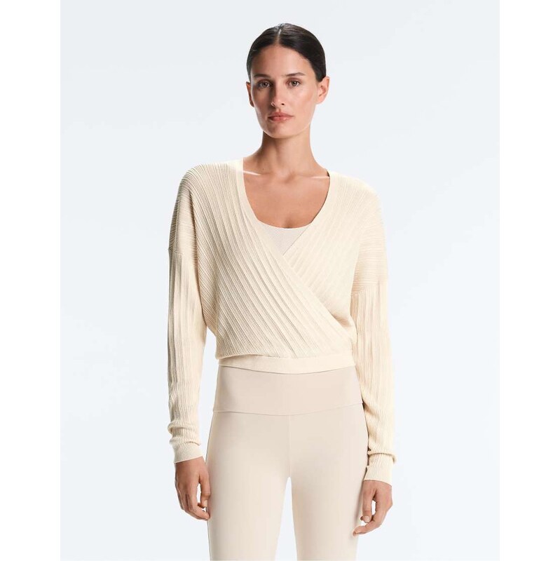 OYSHO Crossed rib knit jumper in cream-White 114154750