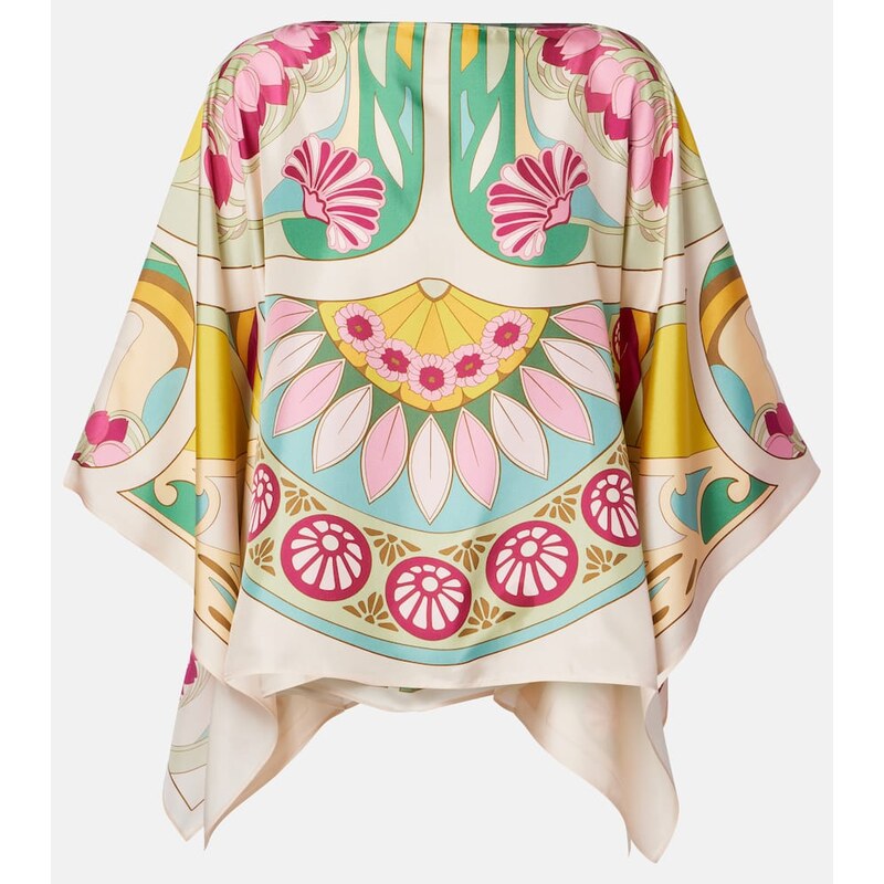 La DoubleJ Square printed silk twill top