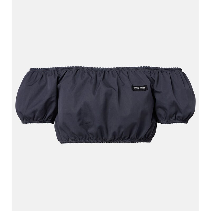 Miu Miu Off-shoulder cotton poplin crop top