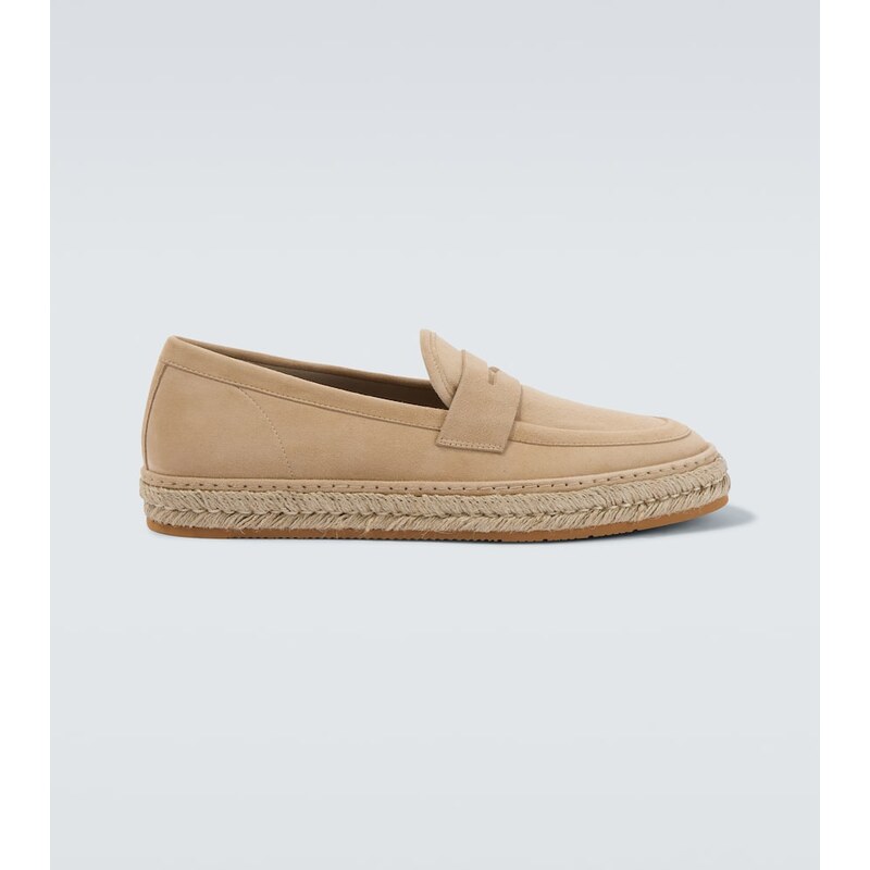 Giorgio Armani Jute-trimmed suede penny loafers