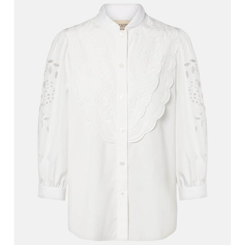 Valentino Embroidered cotton poplin blouse