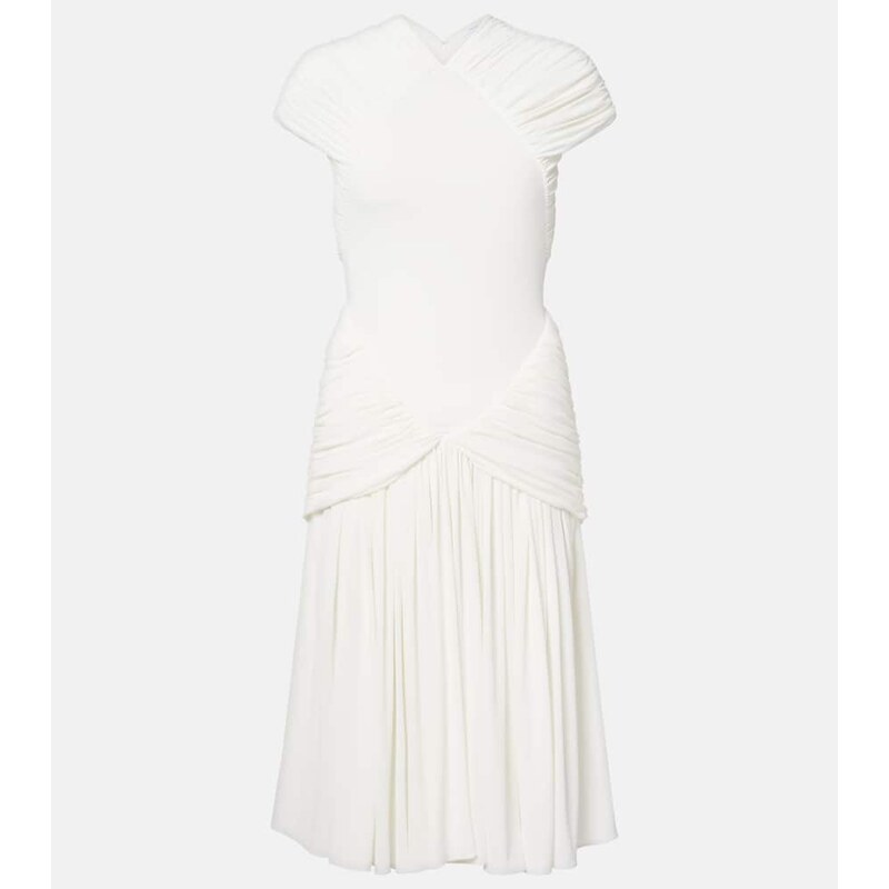 Ferragamo Ruched crÃªpe jersey midi dress