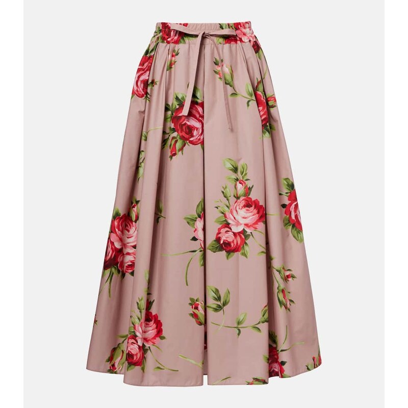Dolce&Gabbana Floral pleated cotton midi skirt