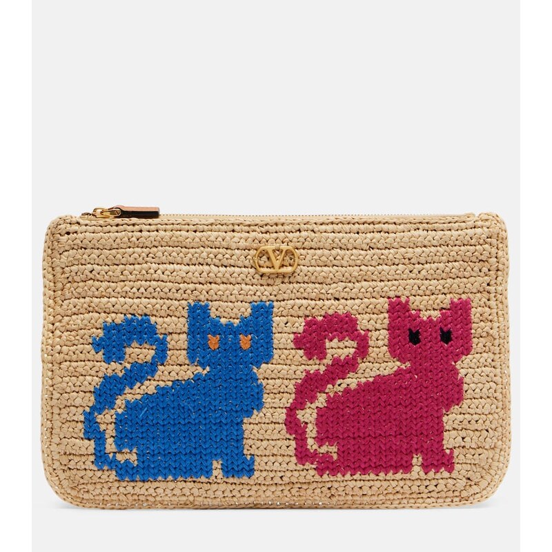 Valentino Garavani VLogo raffia pouch