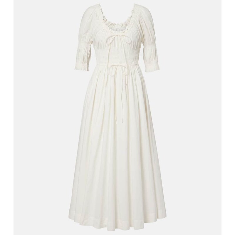 Dôen Shirred cotton midi dress