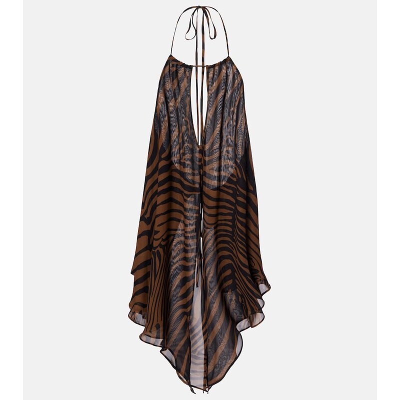 Blumarine Printed asymmetric halterneck top