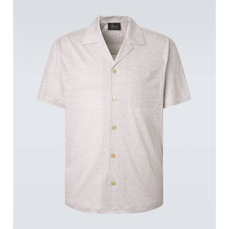 Brioni Striped linen and cotton shirt