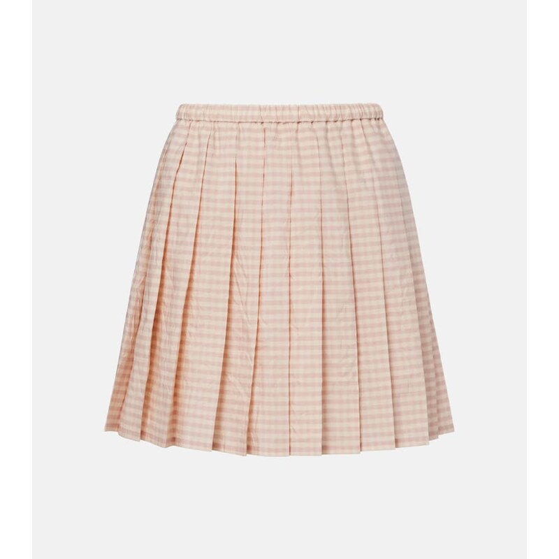 Moncler Checked pleated cotton-blend miniskirt