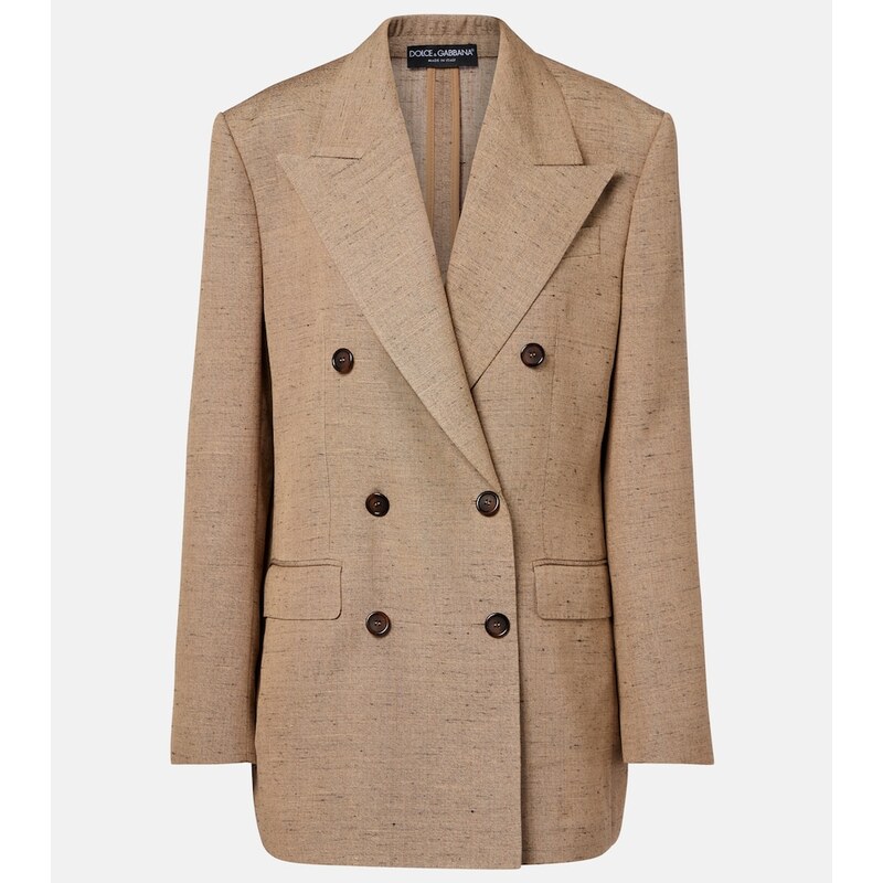 Dámský double-breasted oversized blazer barvy Melange Bianchi Beige značky Dolce&Gabbana