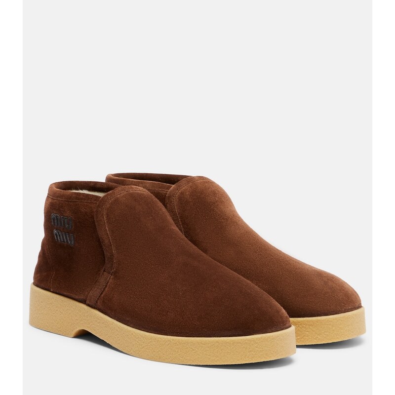 Miu Miu Shearling-lined suede boots