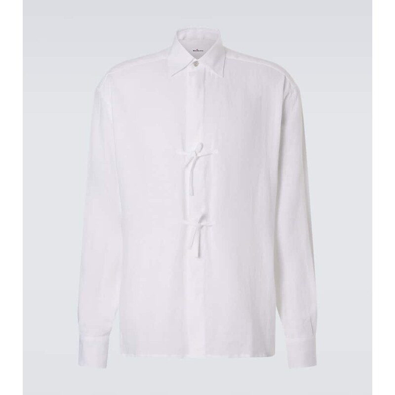 Kiton Dorian bow-detail linen shirt