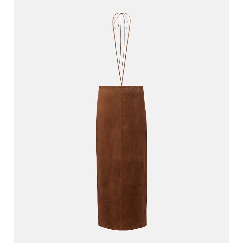 The Row Erina suede pencil skirt