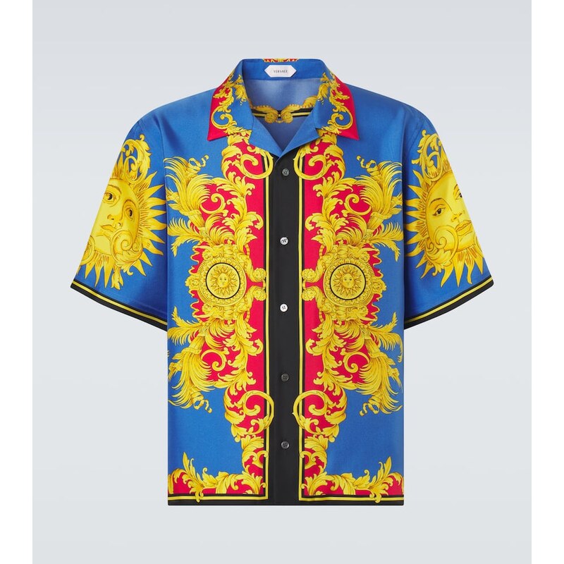 Versace Printed silk bowling shirt