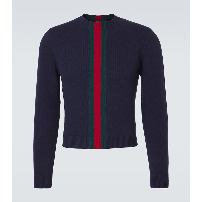 Pánský klasický svetr z vlny Gucci s Web Stripe motivem