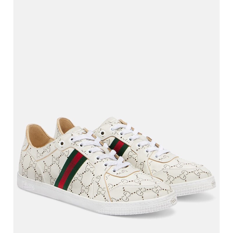 Gucci Stretch GG Web Stripe leather sneakers