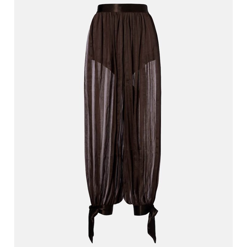 Xu Zhi Striped silk-blend wide-leg pants