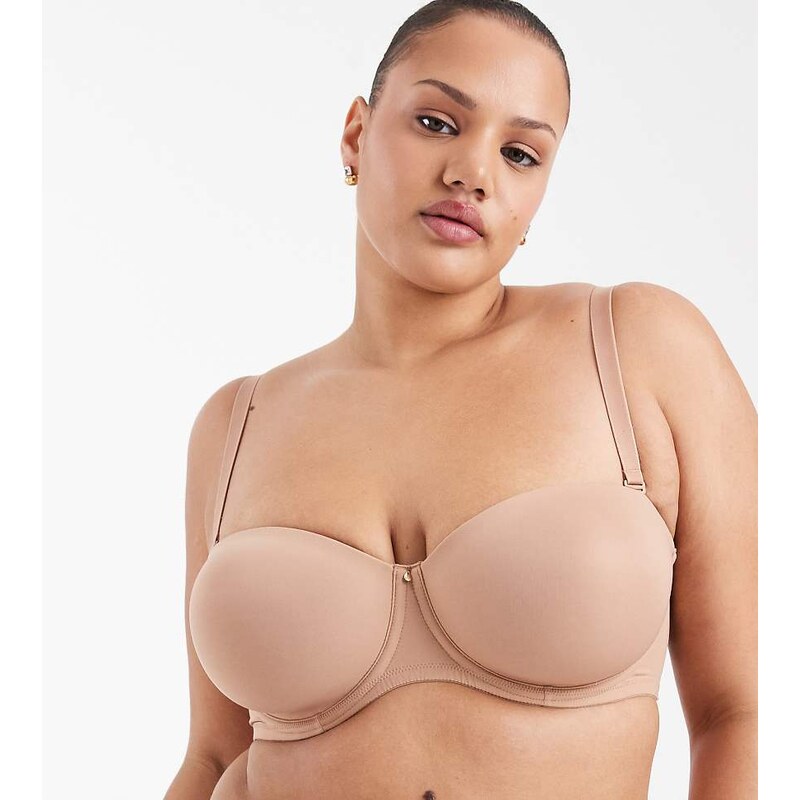 ASOS Curve ASOS DESIGN Curve moulded multiway underwired bra in beige 115513321