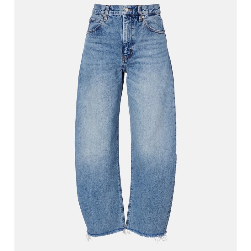 Frame Bubble cropped barrel-leg jeans