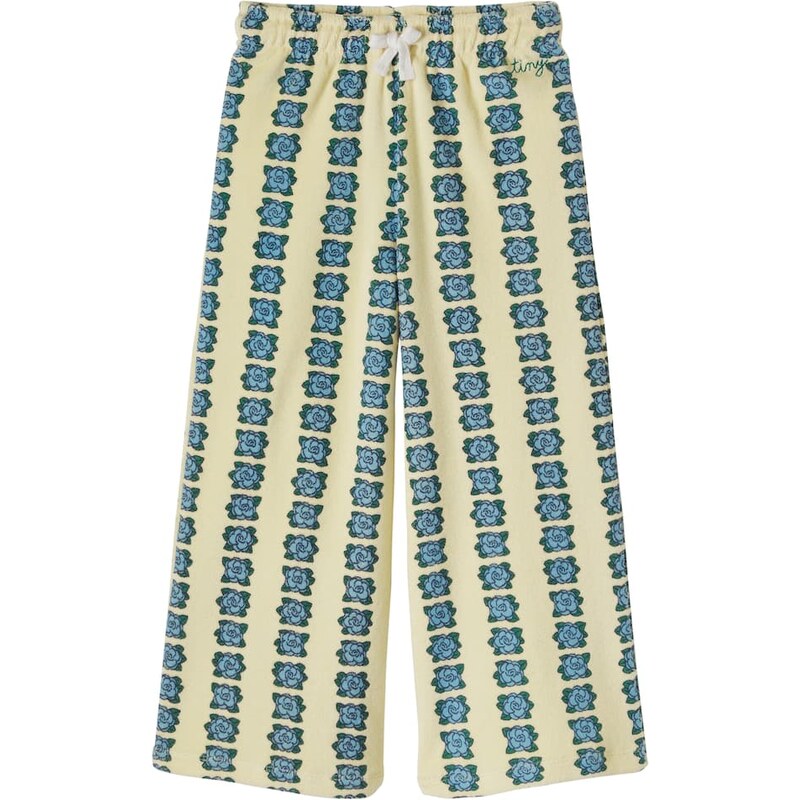Tinycottons Printed floral cotton terry wide-leg pants