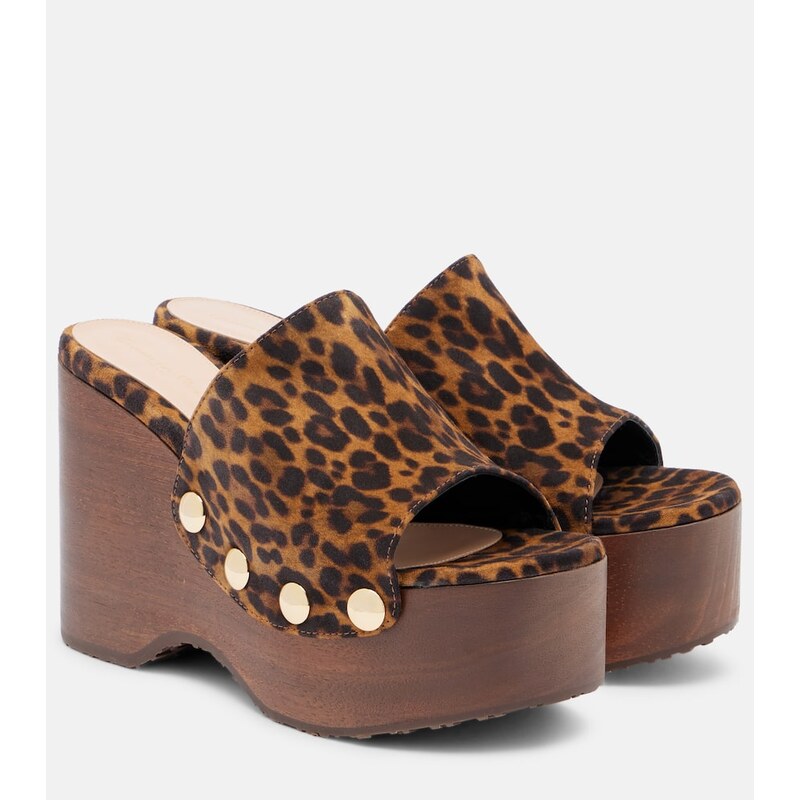 Gianvito Rossi ArdÃa leopard-print suede wedge mules