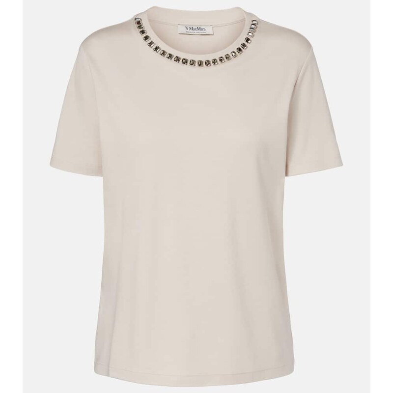 S Max Mara Bingo embellished cotton-blend T-shirt