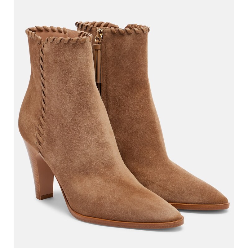 Gianvito Rossi Leather-trimmed suede ankle boots