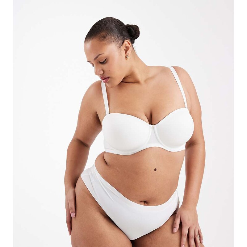 ASOS Curve ASOS DESIGN Curve moulded multiway underwired bra in white 115513515