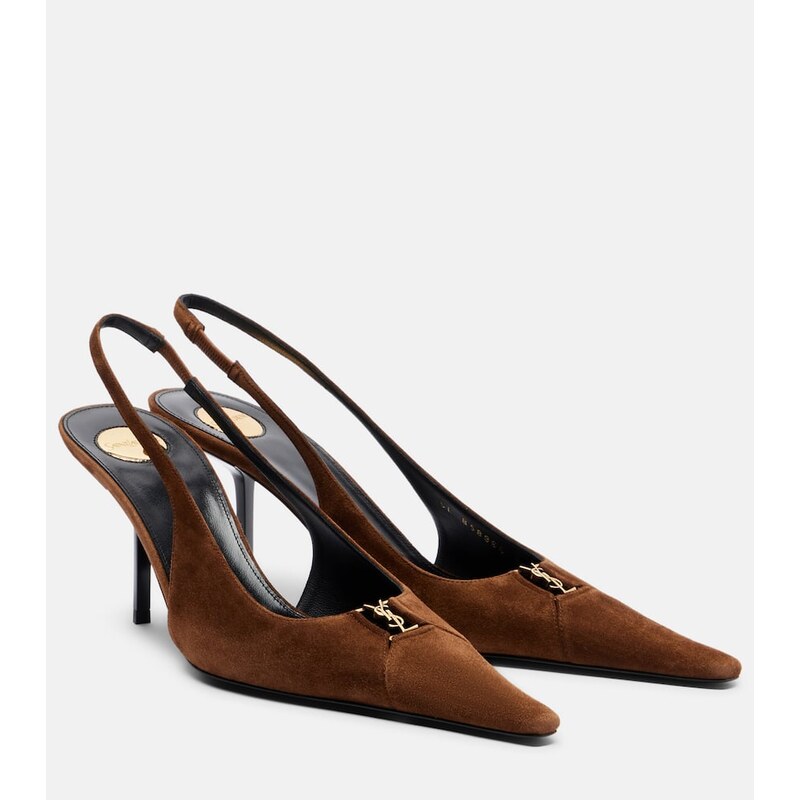 Saint Laurent Babylone Breteuil suede slingback pumps