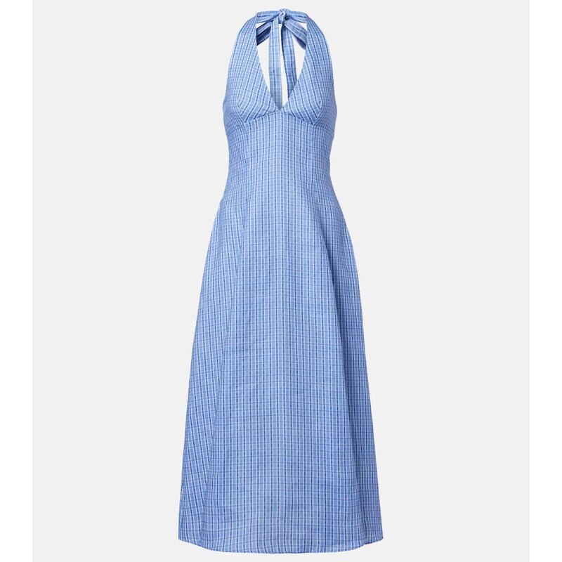 Faithfull Marais checked linen midi dress