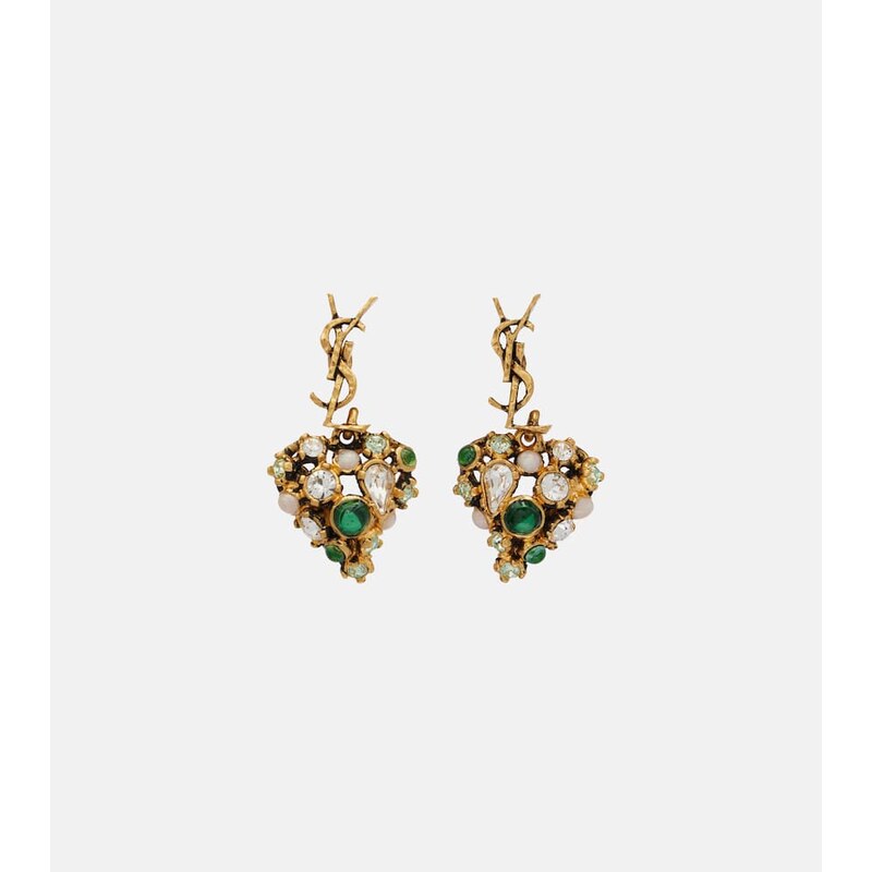 Saint Laurent Cassandre embellished drop earrings