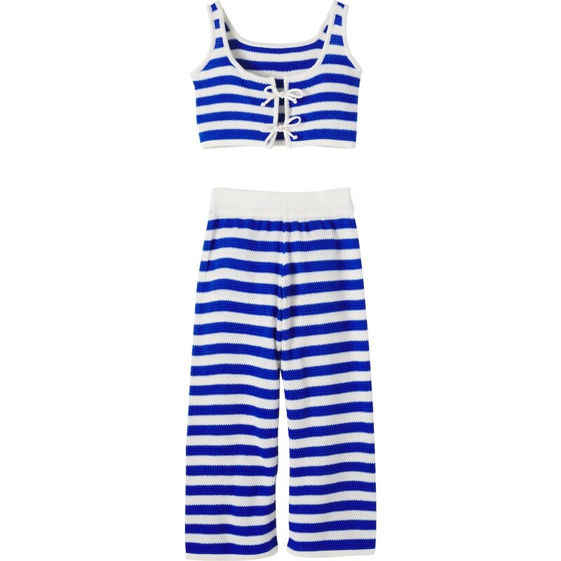 Pepita&Me Crochet striped cotton-blend top and pants set