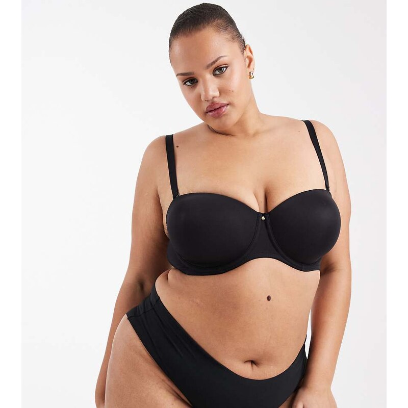 ASOS Curve ASOS DESIGN Curve moulded multiway underwired bra in black 115485942