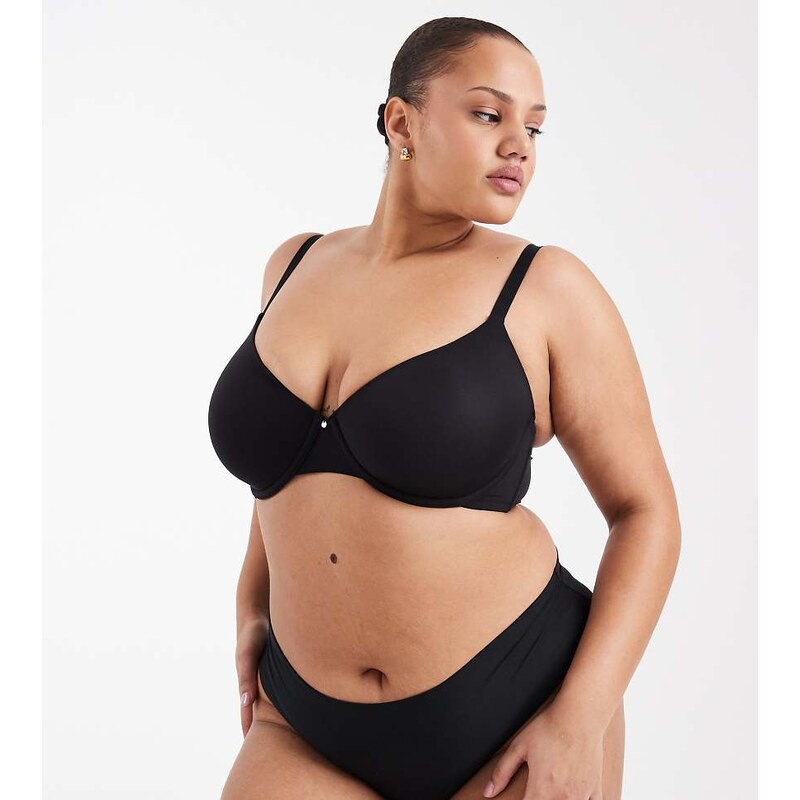 ASOS Curve ASOS DESIGN Curve moulded t-shirt bra in in black 115513319