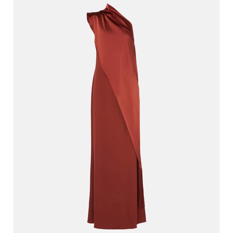 Taller Marmo Berenson fringed one-shoulder gown