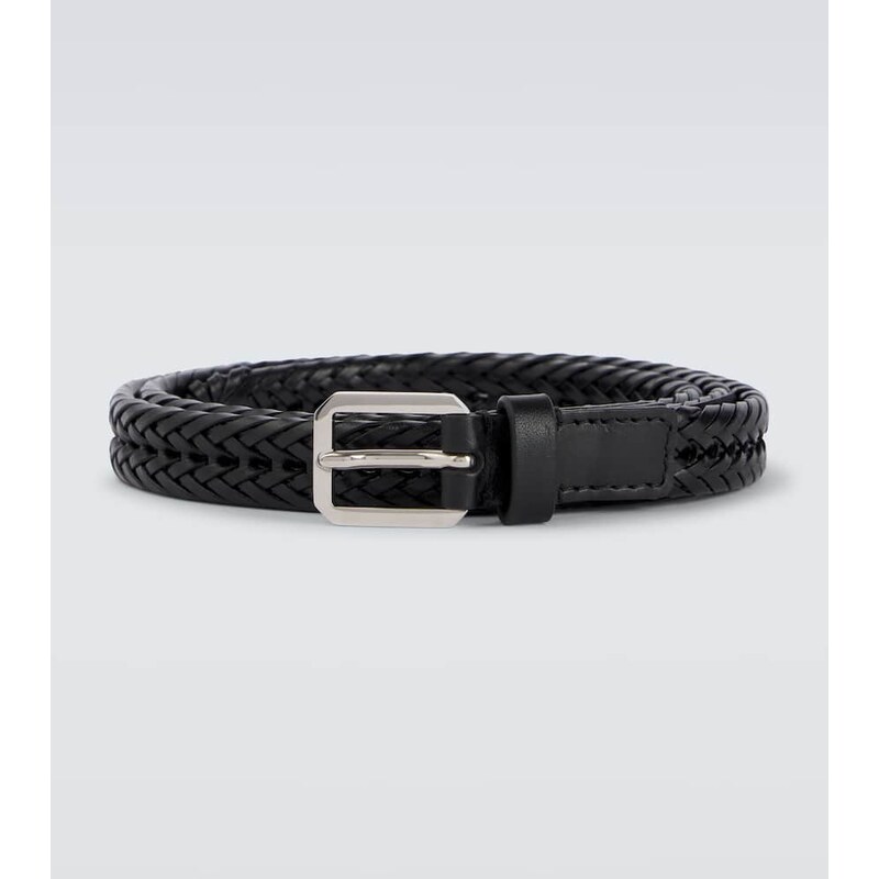 Pásek z kože Tom Ford v barvě černá/Grizzly